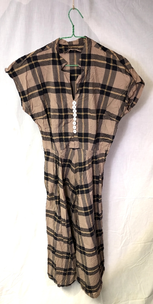 Vintage check A-line dress with all the buttons